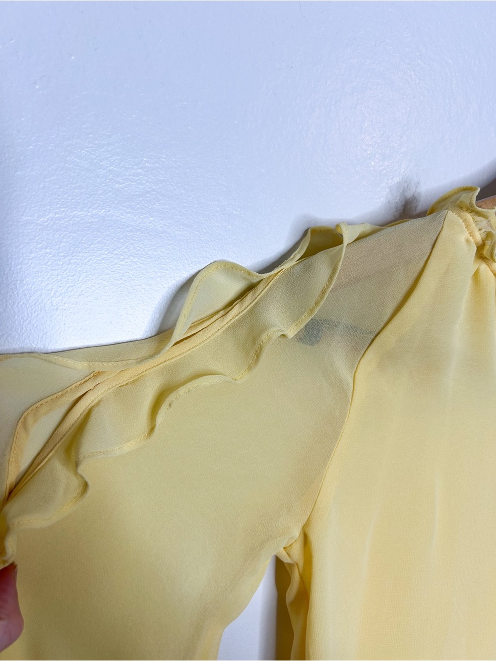 1. State Pale Yellow Ruffle Cold-Shoulder Blouse - Picture 4 of 5